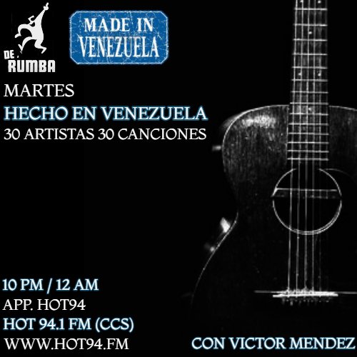 victormendez's tweet photo. Martes Hecho en Venezuela, en la primera hora sonarán:
@anakenamusica @Mcklopedia @BetoMonte @BomWiseMusic @chenzodimarzo @AmgsInvisibles @CompaySon @LolitaDeSola @famasloop @LOSMESONEROS @dritobautista @manueldiquez @IlusionSonica @jayribera @ChrisMijaresC 
#Hechoenvenezuela https://t.co/0azkDgqmT1