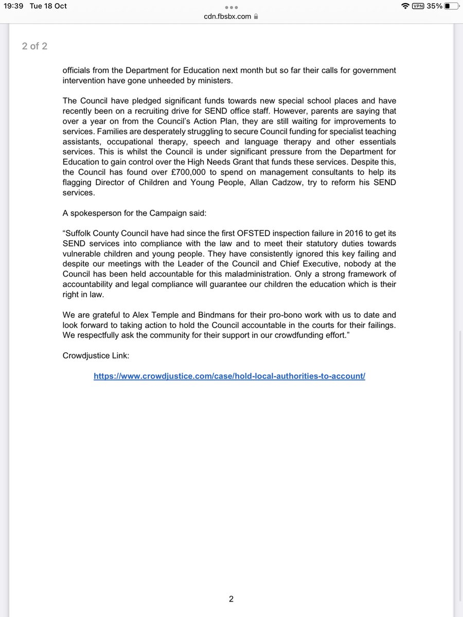Press release from <a href="/send_suffolk/">Suffolk SEND Crisis</a>