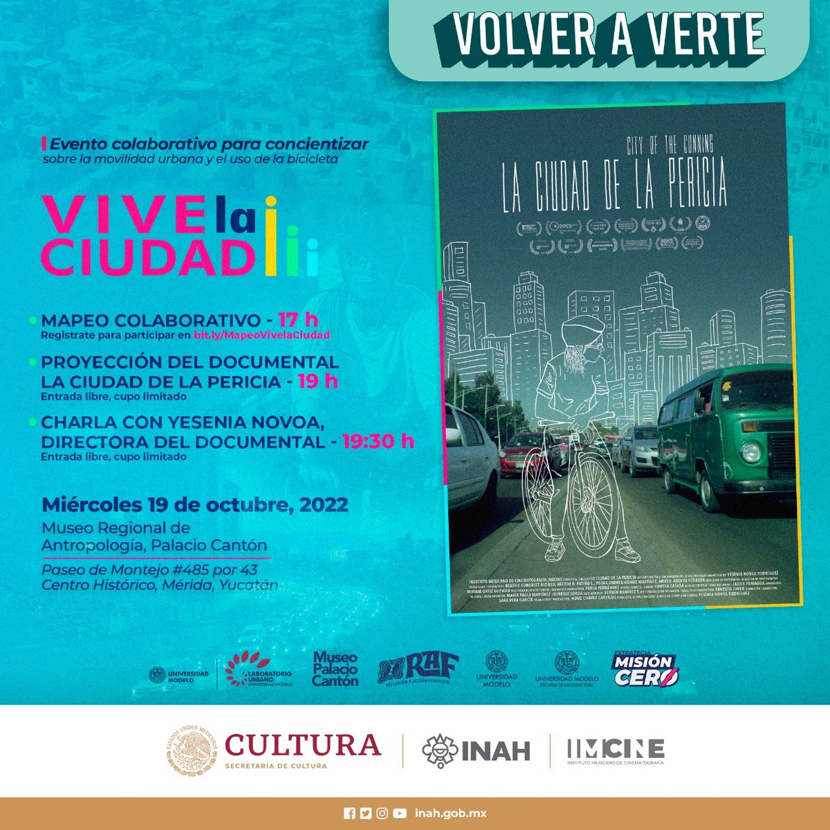 LumUnimodelo's tweet photo. Te invitamos a formar parte de las actividades programadas para mañana de ¡Vive la ciudad!

No hay necesidad de registrarte para acompañarnos en las actividades. ¡Asiste! https://t.co/5TVpUvhVt1