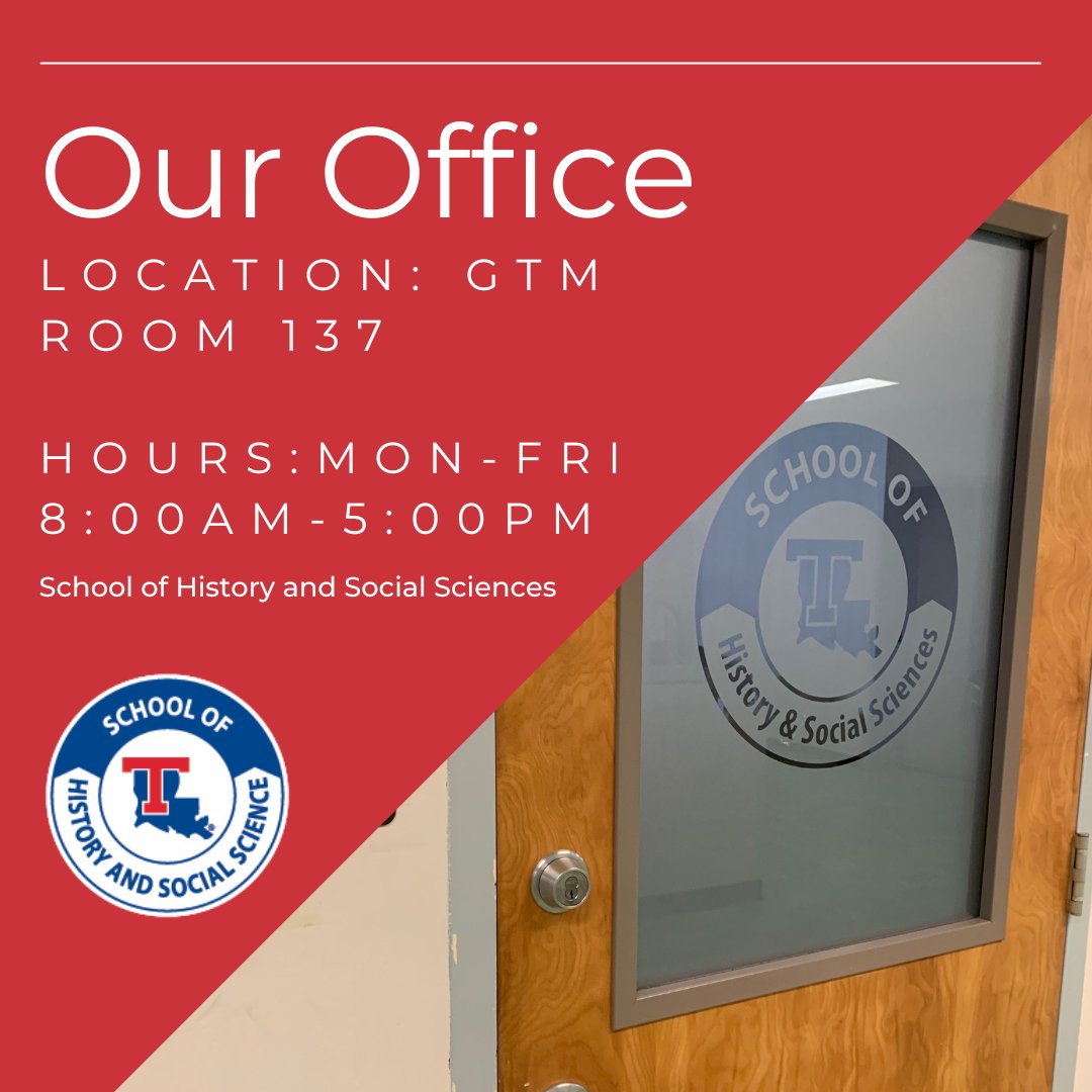 latechshss's tweet photo. Happy Tuesday!! If you've ever wondered where to find our office, we are located in George T. Madison Hall in room 137. Our office hours are from 8:00am to 5:00pm Monday through Friday. Come stop by and pay us a visit! https://t.co/pF6fnYwfnZ