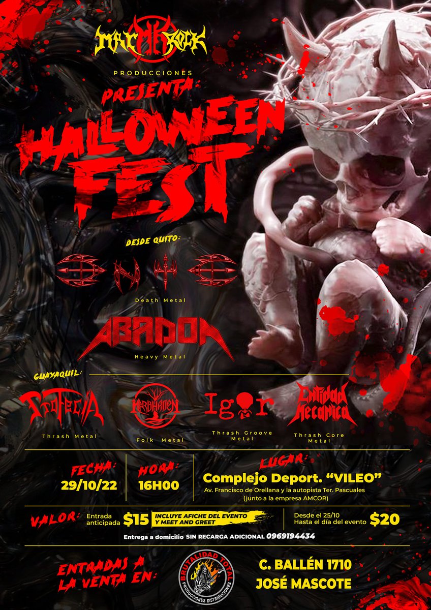 QuitoStageCrew's tweet photo. ¡ENTE en el HALLOWEEN FEST 2022!
29.10.2022
Hora: 16h00
Complejo Deportivo "Vileo"
Guayaquil, EC
Valor: $15
#BacklineTech #Roadie #StageManager https://t.co/BnWBBSSugm