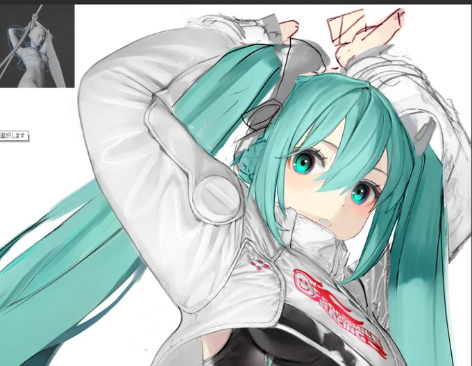 進捗:折角頑張って袖描いてたけど構造間違ってたのでやり直し、こんなんばっかすよ 