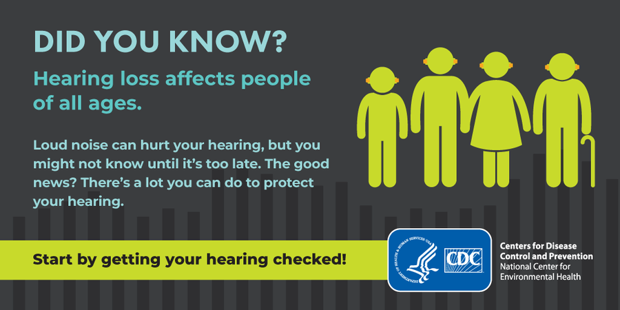 CDCEnvironment's tweet photo. It’s National Protect Your Hearing Month! Noise-induced hearing loss is serious. Once your hearing is gone, you can’t get it back—so it’s important to protect your ears now. Read tips for protecting your hearing: https://t.co/vJX0fHH78o #NPYHM https://t.co/ldPNGuXKZ6