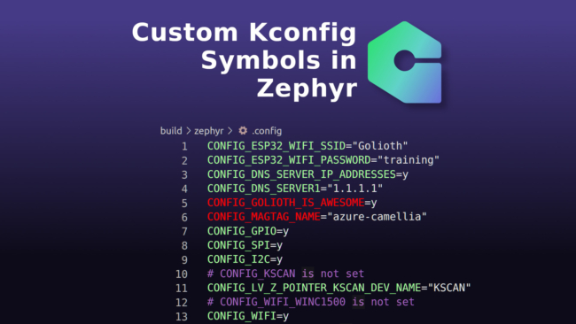 How do you add custom KConfig symbols in #ZephyrRTOS? @szczys, @ZephyrIoT #ambassador & Developer Relations #Engineer at @golioth_iot, shares a step by step guide on how to do it in this #blog: hubs.ly/Q01q3Dcp0 #opensource #Golioth #RTOS #embedded #IoT #embeddedsystems