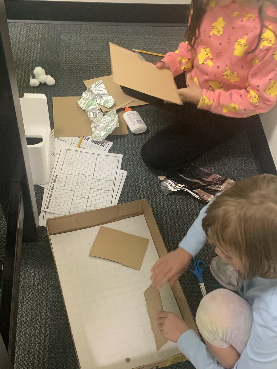 Construction has begun on third grade spooky houses! Going from planning and blueprint to 3D model!