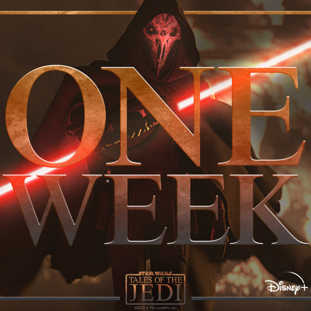 In one week, experience the two stories of fate in #TalesOfTheJedi. All six Original shorts are streaming on @DisneyPlus October 26.