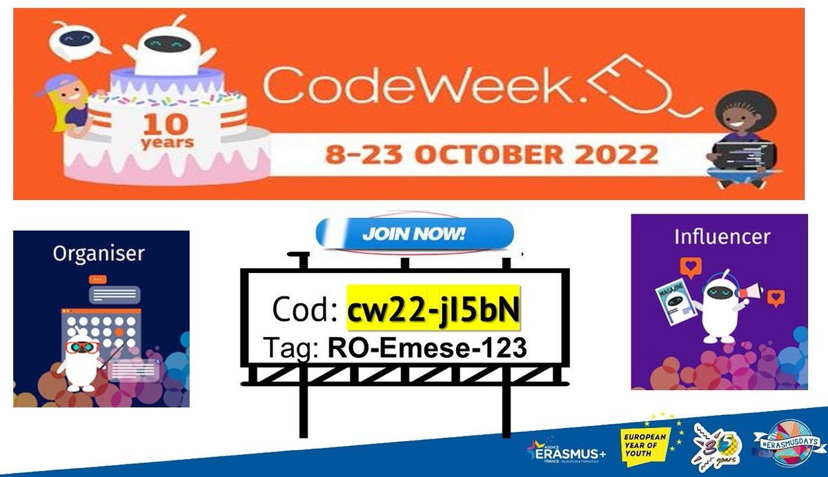 EmeseCimpean's tweet image. You can still organize or participate to @CodeWeekEU activities. Check out the registered activities and join the #CodeWeek challenges.
codeweek.eu
 #CodeWeek4AllChallenge