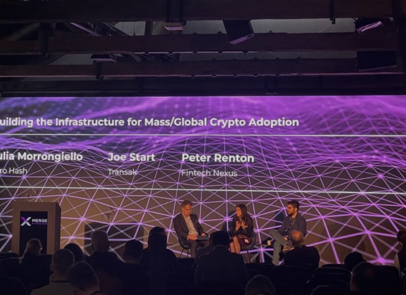 zerohashx's tweet photo. Weโre in London at #Merge2022!
Zero Hashโs Head of Growth Europe, Julia Morrongiello joined Joe Start, Head of International Expansion & Partnerships at @Transak, for a fireside chat titled: โBuilding the Infrastructure for Mass/Global Crypto Adoption.โ
#crypto #fintechnexus https://t.co/uPeCswi4Zx