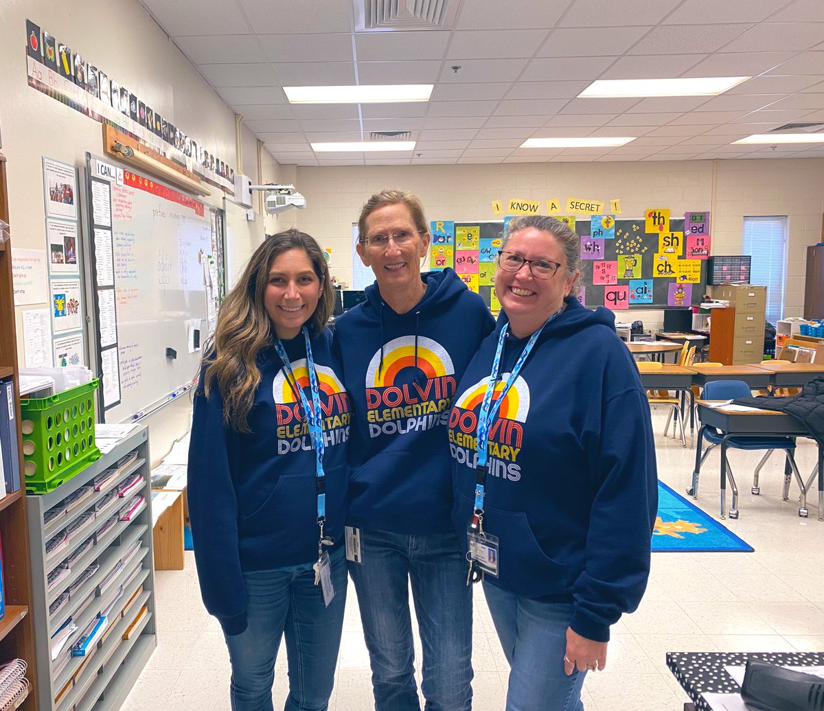 Chilly day wearing one of our favorite <a href="/DolvinES/">Dolvin ES</a> sweatshirts with jeans. The ESOL team loves matching like triplets! 💛 <a href="/riverasl3/">Riveras</a> <a href="/reneelynnbeck/">Renee Beck</a>