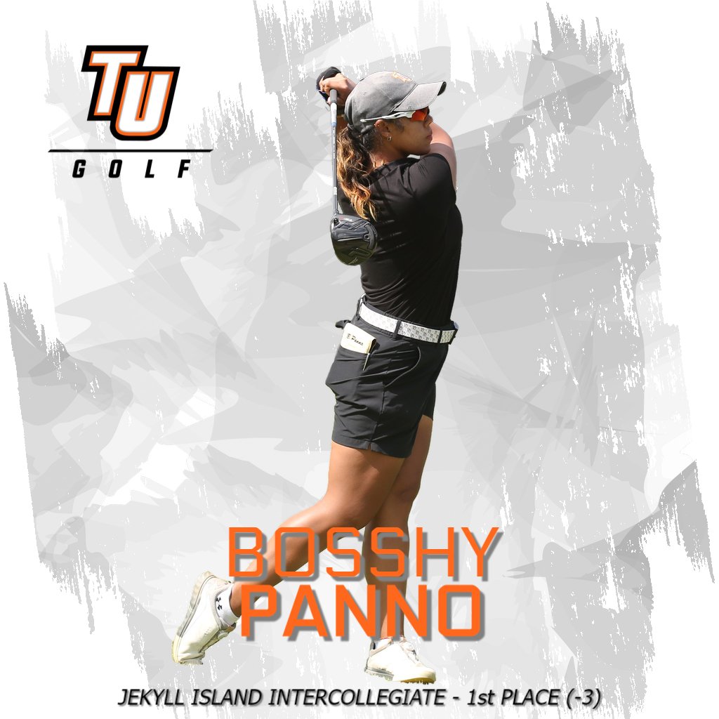 TusculumSports's tweet photo. Congratulations to Bosshy Panno on her 1st place finish at the Jekyll Island Intercollegiate!  #WeArePioneers #PioneerUP 
- 4th medalist honor (tied 2nd-most at TU)
- 141 is a career low 36-hole score and ties the TU low
- Shot 69 in round 2 (matches the TU low, first since 2007) https://t.co/ZoWvZpAW6r