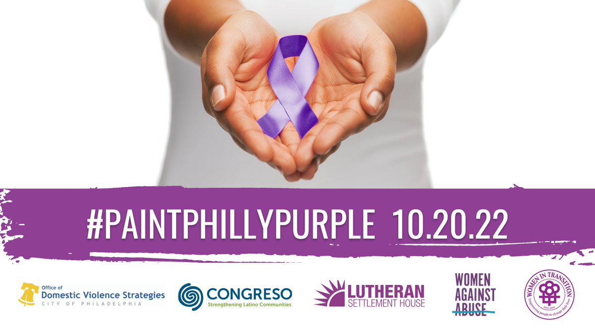 PhiladelphiaGov's tweet photo. On October 20, join the City in showing your support for survivors by wearing purple, the color of the movement to end domestic violence. https://t.co/U5yPlHSixC #PaintPhillyPurple https://t.co/ewIxN1dvUu