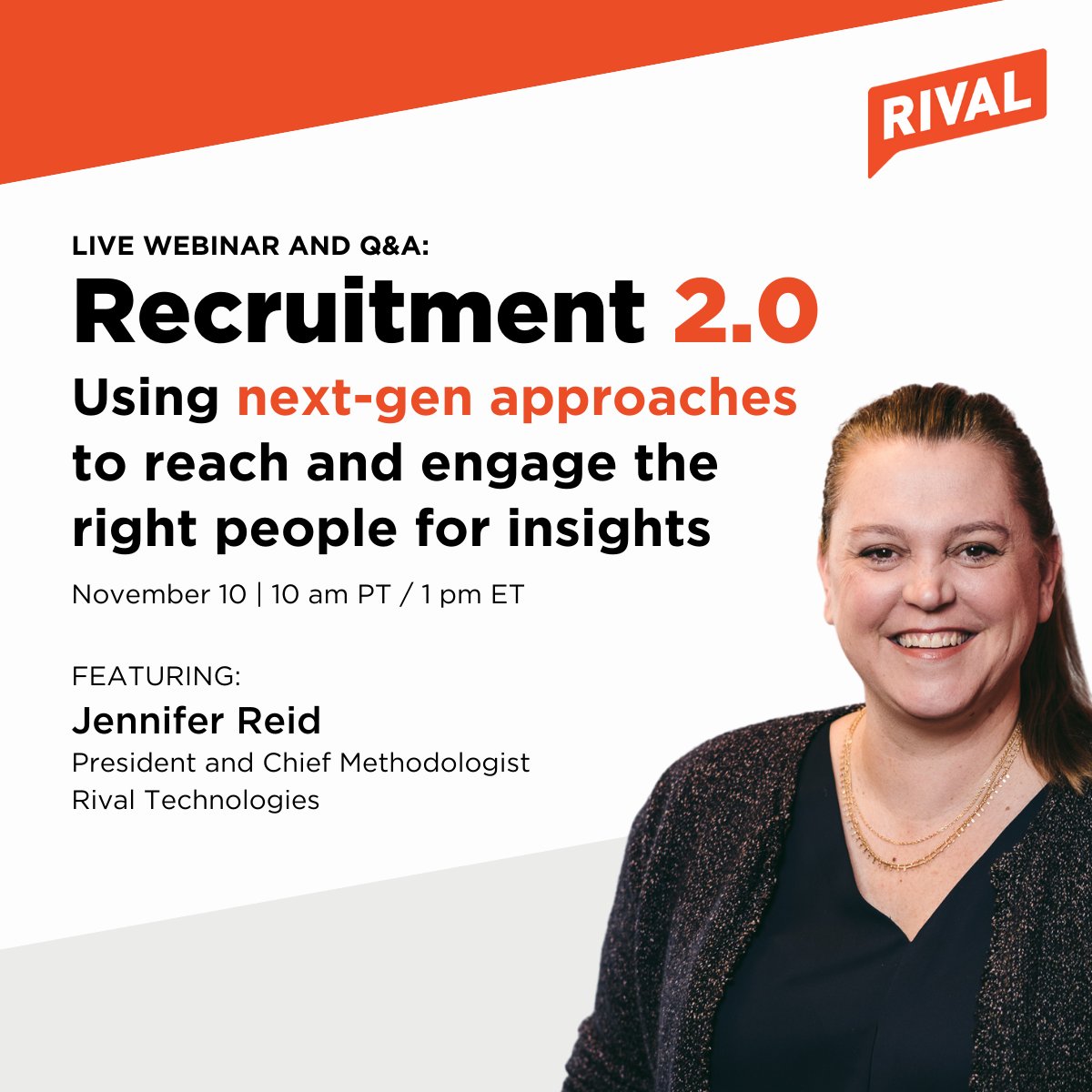 RivalTechCo's tweet photo. ✨ With the right techniques and the right tools, recruitment is easier than ever. 

And, no, you don't have to rely on river and panel sampling alone.

Join us November 10 to learn more: https://t.co/3POrLc5wwG 

#mrx #mrxpros #restech https://t.co/YxHSfzMy54