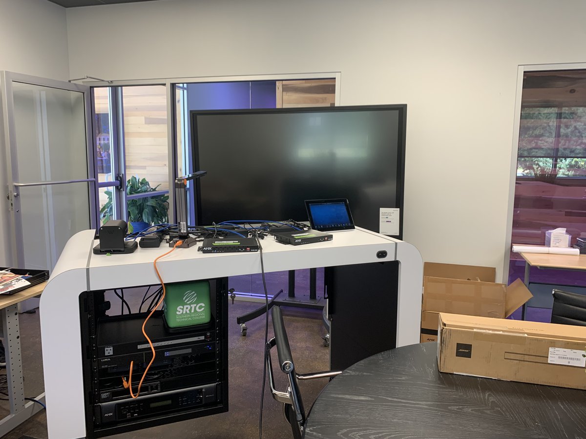 SLIntegrated's tweet photo. Organizing and programming more classroom setups in our office for @SRTCedu ! While the systems are being configured in our Thomasville office, our Field Engineer, William, has been remotely programming them all the way from Atlanta. #AV #Programming #AudioVisual #AVIntegration https://t.co/wbiSsWew6l