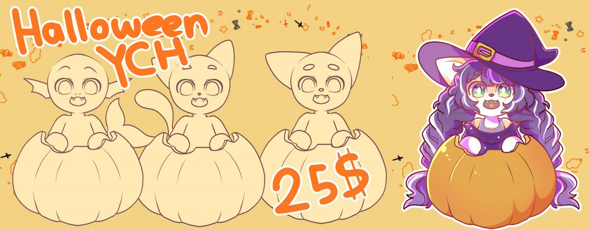 HALLOWEEN YCH 25 cad each!! (Can draw species not in examples) Dm me if interested!!