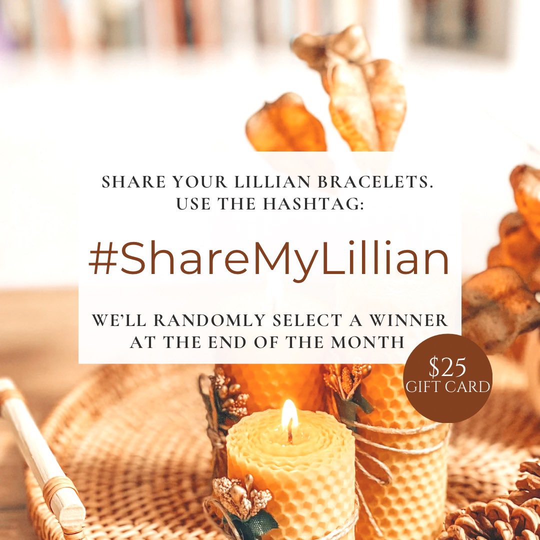 Lillianandco's tweet photo. GIVEAWAY!

⭐️ Share a photo of your Lillian bracelets
⭐️ Tag us &amp; use the hashtag #ShareMyLillian

That’s it!

We’ll randomly select a winner at the end of the month to win a $25 gift card. No purchase necessary. Must be 18 years or older.
US and international entries welcome! https://t.co/wDgXavzVdH