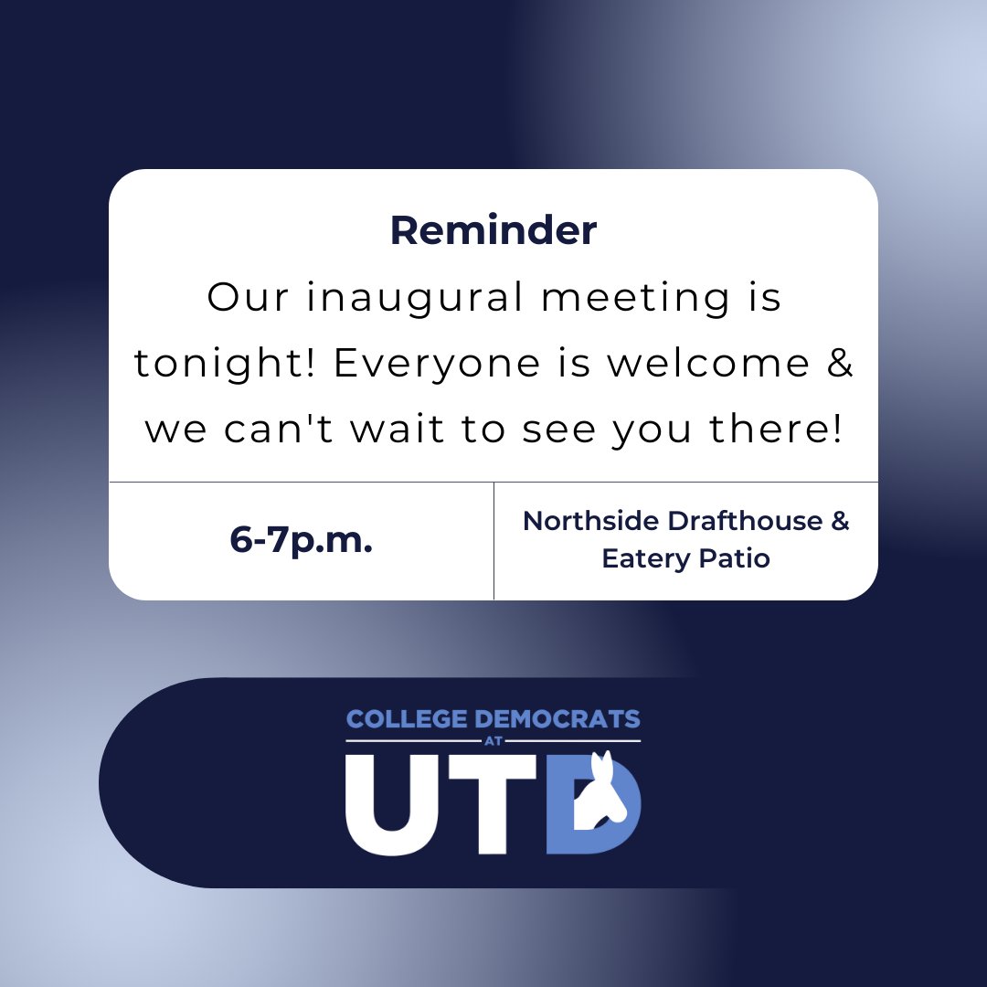 Join us *TONIGHT* for our INAUGURAL MEETING! We’ll get to know each other, and work with <a href="/RichardsonDems/">Richardson Area Democrats</a> to put together literature bags to distribute to voters! We'll be hanging out on the patio of Northside Drafthouse &amp; Eatery, so stop by &amp; enjoy the lovely weather with us!