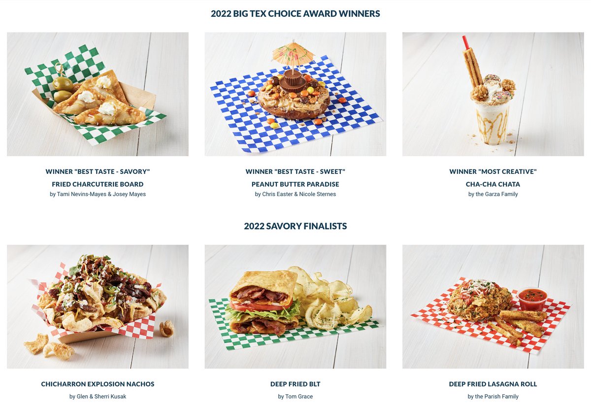 CPRoofingTexas's tweet photo. Winners from the Texas State Fair this year 😮
Which of these have you tried or would try first??
#TexasStateFair #TexasYall https://t.co/8KDPs7DmAe