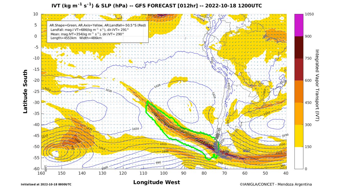 maxiviale's tweet photo. Such a long Atmospheric River is reaching now the southern tip of South America. More details of its forecast 👉https://t.co/9kvAr2bNX8

Vaya que extenso Río Atmosférico esta impactando en el sur de Sudamérica. Mas detalles en el link👆 https://t.co/ycZIvcaby4