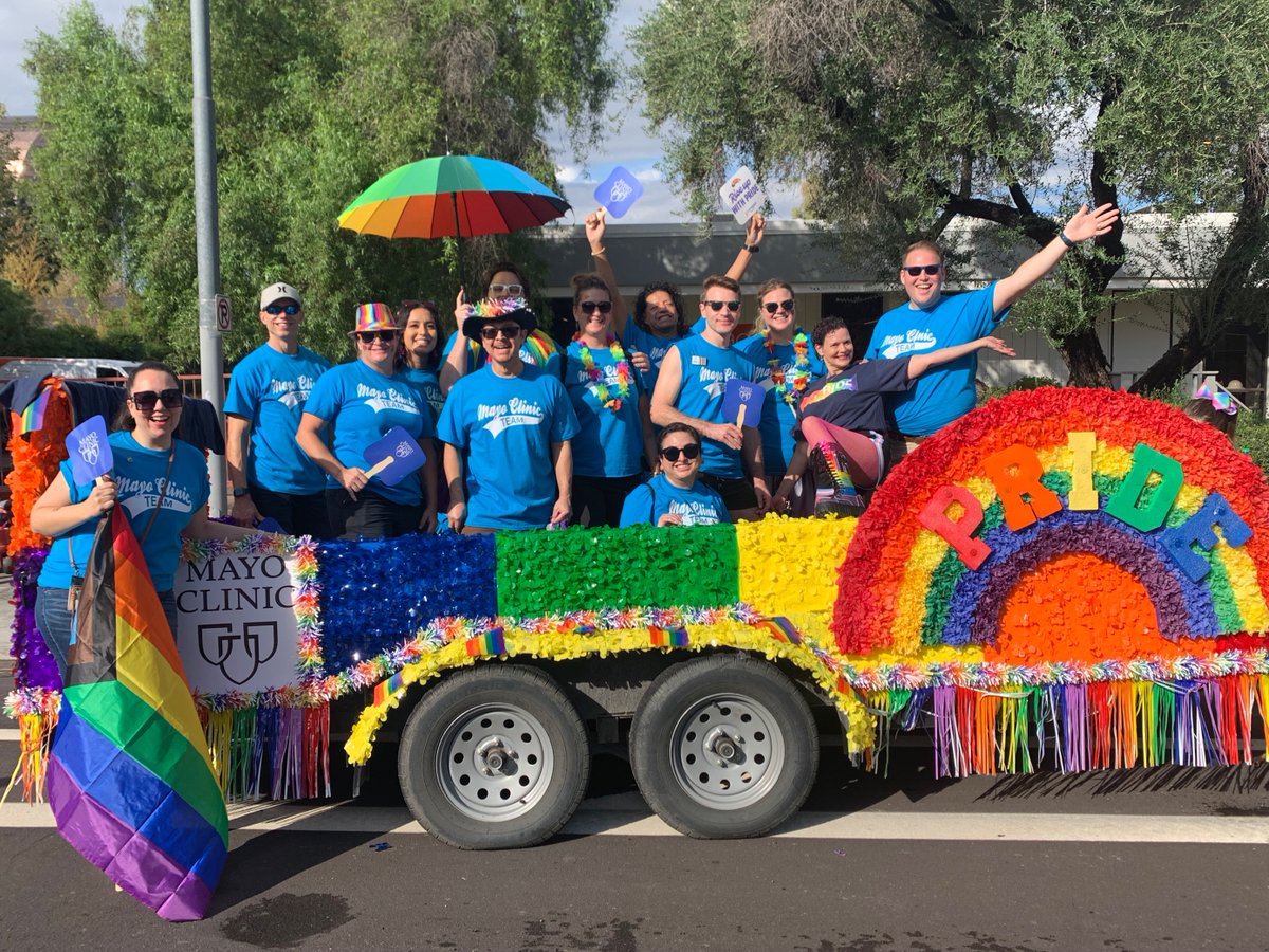 This weekend, @MayoClinic in Arizona celebrated #PRIDE by walking in Phoenix Pride parade. The team built a float from the ground up to celebrate equity, inclusion and belonging. #MayoRISEforEquity