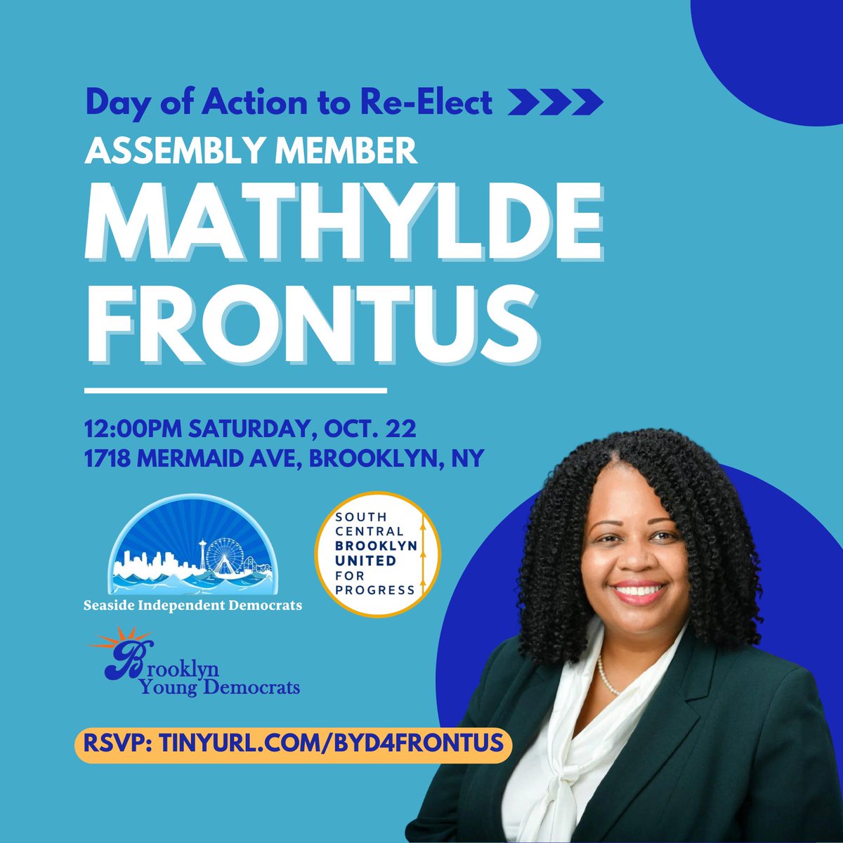 BKYoungDems's tweet photo. Join us in Coney Island this Saturday to knock on doors for @FrontusforNY, a dedicated community champion who's facing a right-wing challenger this Election Day.

We're fighting to ensure a blue Brooklyn this November, but we need your help!

RSVP: https://t.co/OC9axI3MWa https://t.co/CiO1faaRy0