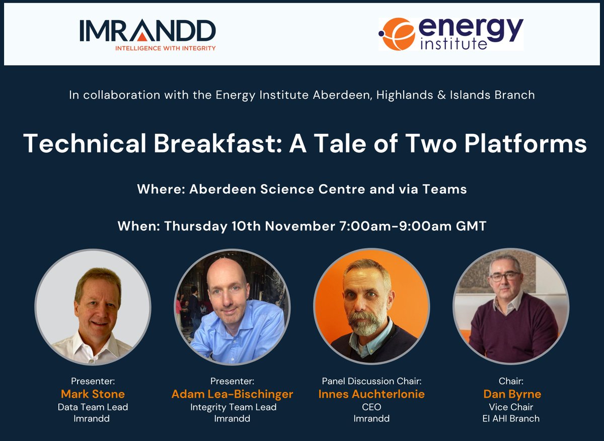We are delighted to invite you to join us at the Science Centre in Aberdeen for a technical breakfast on the 10th of November. 

For more information and to register, go to: energyinst.org/whats-on/searc…