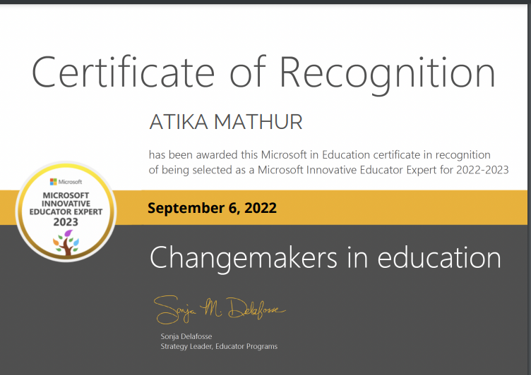 MathurAtika's tweet photo. This year will be amazing. So excited to be selected as an MIE Expert for 2022-2023 #MicrosoftEdu #MIEExpert." @adiba30 @ritikaoberoi70 @dpsshj @SunderPrabha @Kashkal87 https://t.co/fQcnHrzl02