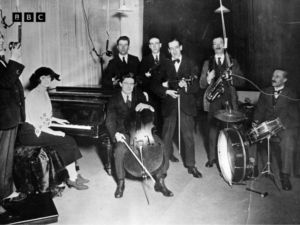 BBCArchive's tweet photo. Here are two of the oldest photos in the BBC archive, taken at the launch of Welsh radio station 5WA on 13 February 1923. #BBC100 https://t.co/ffXaMw49WO