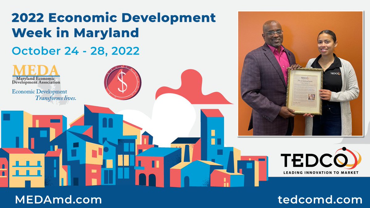 tammithomas's tweet photo. October 24-28, 2022: Join us in celebrating #EconDevWeek in #Maryland!  @MDTEDCO is proud to work with @MEDAmd. For more info on how you can participate in this special week, visit: https://t.co/PSLplIYr1J
#economicdevelopment #transformslives #business #growth https://t.co/yDhaUNXhbp