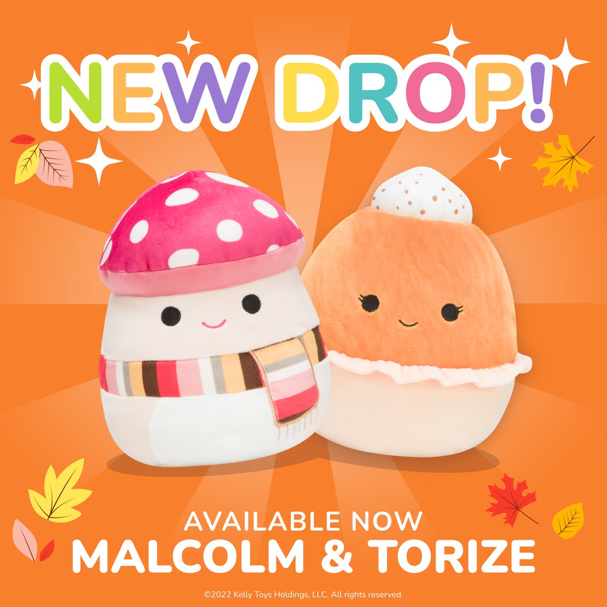 squishmallows's tweet image. Fall has arrived and so have Malcolm and Torize! ✨🍄🥧 #Squishmallows