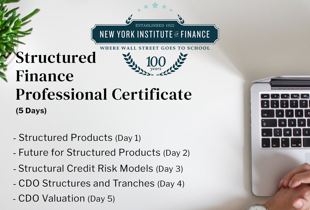 NYIFinance's tweet photo. Take your knowledge of structured products to the next level with the Structured Finance Professional Certificate Course with the New York Institute of Finance starting on 02/27/22

https://t.co/EHx3h8XEJD

#NYIF #coursespotlight #professionaldevelopment #finance #career https://t.co/J1TtGriNM1