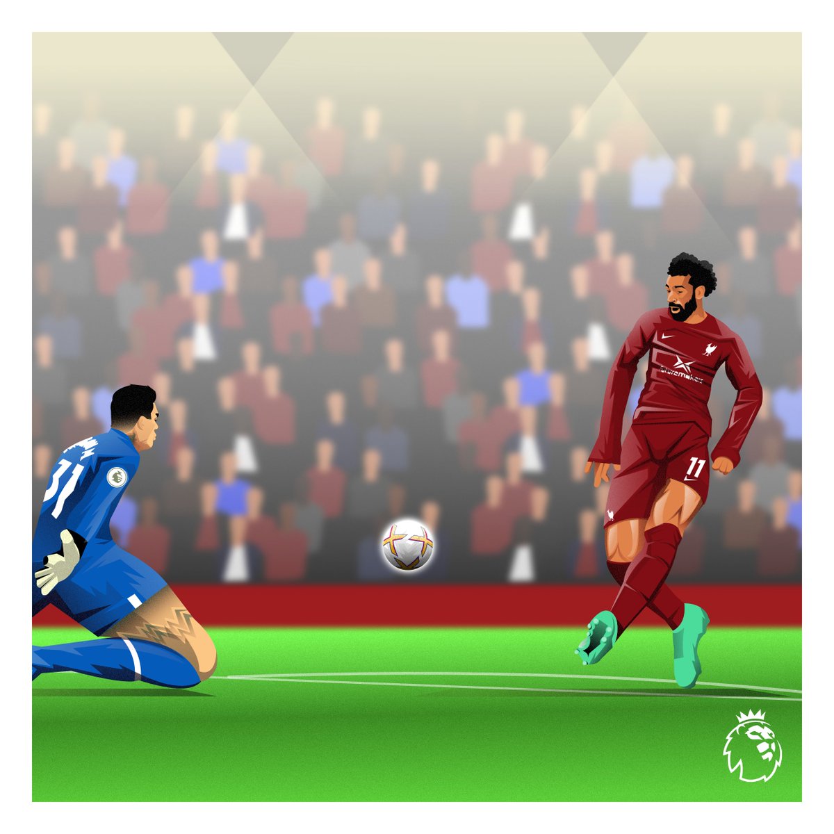 premierleague's tweet photo. 🗣 "Missing a similar situation earlier in the match, to see Salah's composure to take it on again and, this time, score the winning goal just felt like the perfect moment to put together."

@KarlThyer is a self-taught freelance sports illustrator

#PL | #BlackHistoryMonth https://t.co/yBycguz3bW
