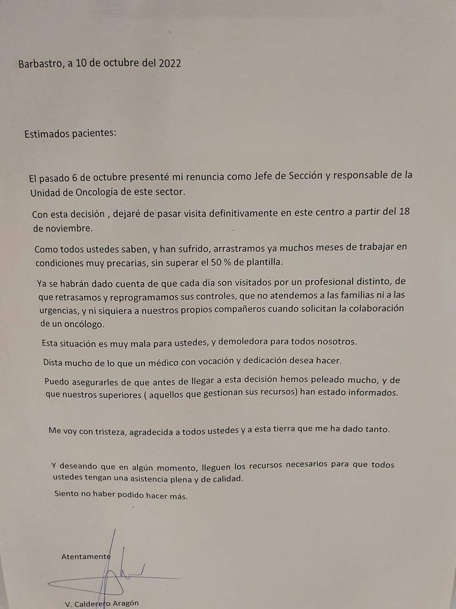 La mitad oriental del Alto Aragón se moviliza en defensa de la #SanidadPublica, la de todxs, ante la grave situación en la que los gestores han colocado al Hospital de Barbastro.

El toque de atención viene ahora del servicio de oncología

#Movilización #2nov
