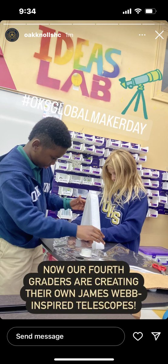 KClevering's tweet photo. #GlobalMakerDay @OakKnollSHC  it’s maker madness in the IDEAS lab https://t.co/lPqPdSCuZS