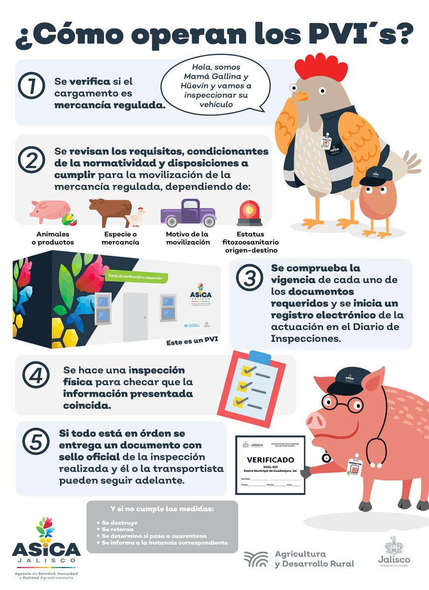 AsicaJalisco's tweet photo. Seguramente los has visto en alguna carretera de #Jalisco, pero alguna vez te has preguntado ¿cuál es la función de los PVI´s? 🤔
Conoce las acciones realizadas en los #PVIs, para mantener la sanidad, inocuidad y calidad agroalimentaria en el estado. ⬇️ https://t.co/Vpj8l1Nf7z