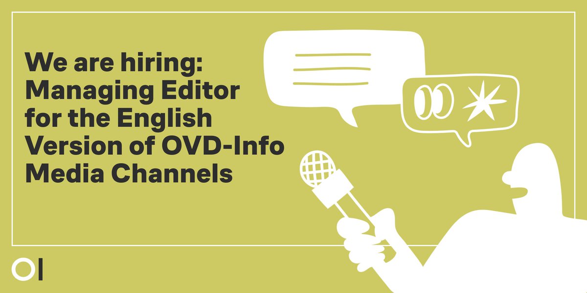 Hooray, we have a vacancy!
Managing Editor for the English Version of OVD-Info Media Channels. See the link for job details: ovdinfo.org/sites/default/…   

#nonprofitjobs #humanrightsjob #hiring