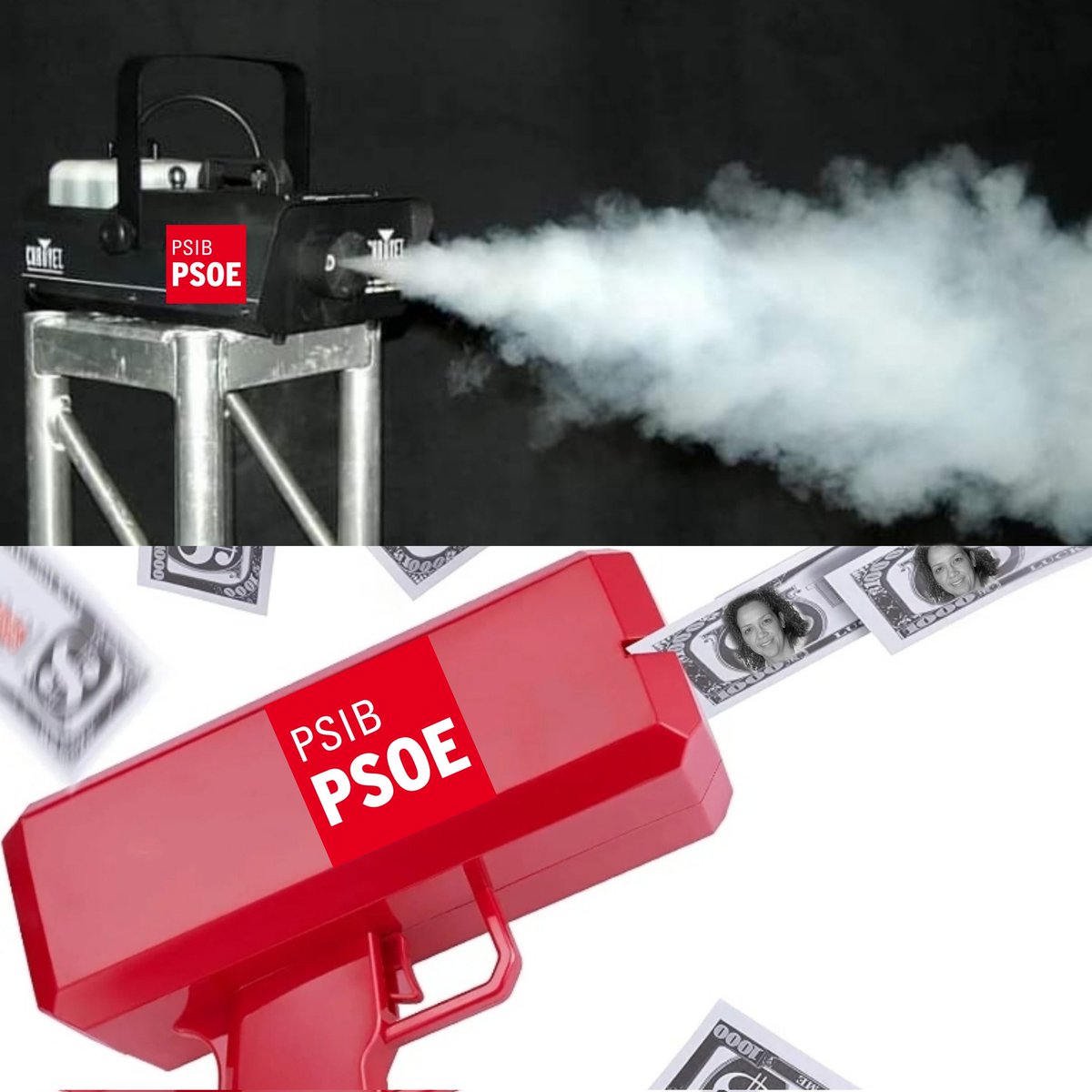 NNGG_Mallorca's tweet photo. Hem de reconèixer que, quan venen eleccions, el @psibpsoe és una autèntica màquina... 
A) De vendre fum.
B) De repartir doblers per comprar vots.
C) A i B són correctes.
🤔 https://t.co/lMdO1Acdw5