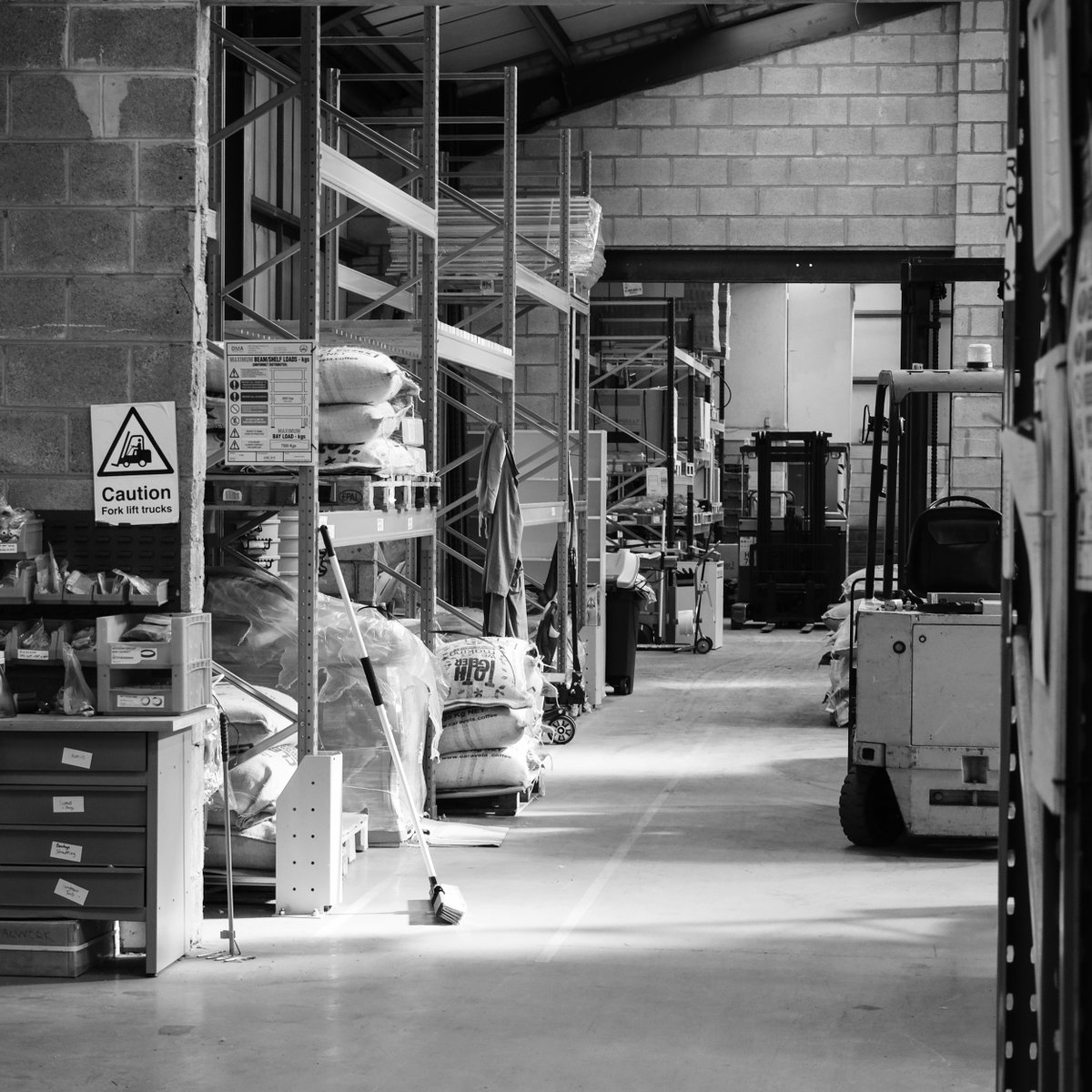 hasbean's tweet photo. Racked and packed full of flavour, our Stafford warehouse holds our reserves of coffee from all over the world. In the mood for a mug full of flavour? Click to shop, and you'll be brewing good in no time. #Hasbean https://t.co/u0zJeOldwb https://t.co/kAiTtxXdMB