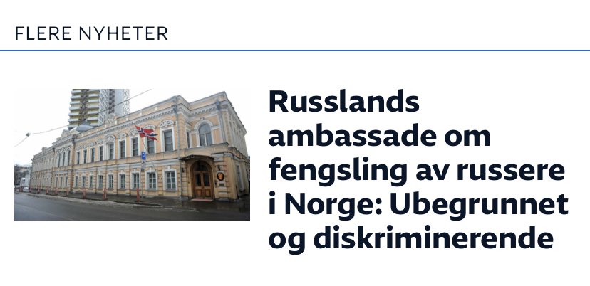 Nei, @NRKno Dette bildet er viser ikke Russlands Ambassade i Norge 😉