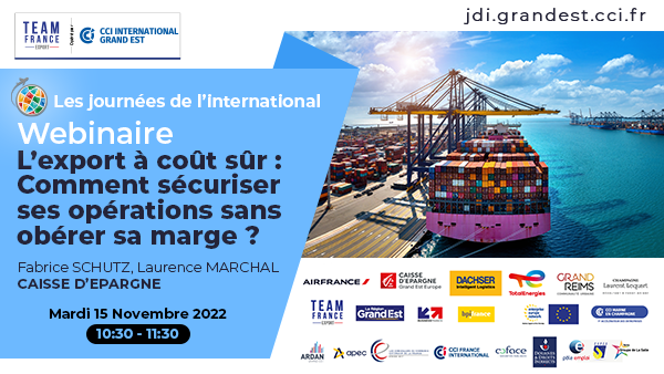 CCIexport_GE's tweet photo. L’export à coût sûr ! Comment sécuriser ses opérations sans obérer sa marge ?
Webinaire organisé dans le cadre des Journées de l'International le 15 novembre à 10h30 et présenté par Fabrice SCHUTZ et Laurence MARCHAL de la @CaissEpargneGEE 
👉🏻 https://t.co/2Nf5TNoype https://t.co/MPzDjuwqlB