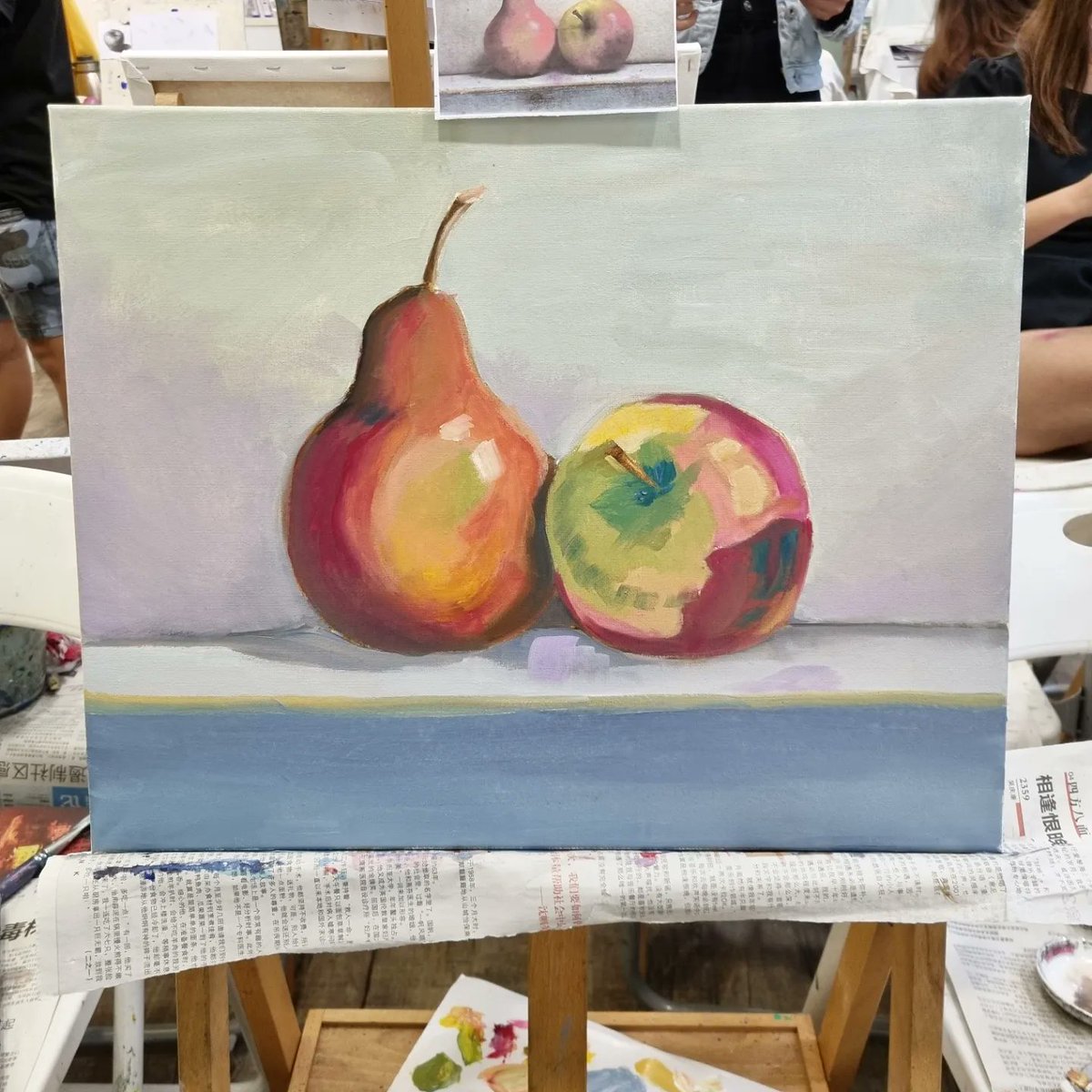 Applepurrs's tweet photo. Oil painting workshop with friend the other day https://t.co/TKeZGEEVsn