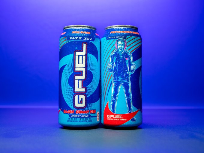 💙 𝗟𝗜𝗞𝗘 + 𝗥𝗧 to win a 4 PACK of our @FaZeJev x #GFUEL "RAGIN' GUMMY FISH" CANS!!! Picking 2 winners tomorrow bc today is JEV'S BIRTHDAY!!! HAPPY B DAY, KING!!! 😤 🎉 🍰 

🛒 𝗚𝗘𝗧 𝗬𝗢𝗨𝗥𝗦: GFUEL.com/collections/ca…