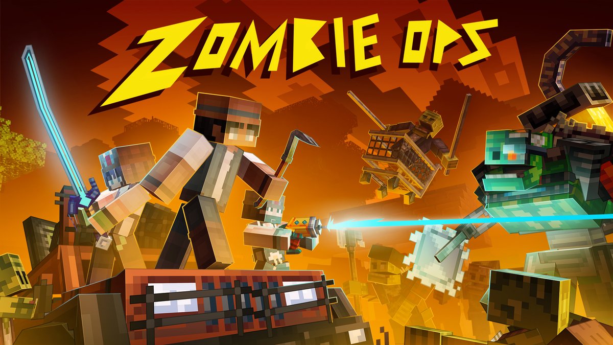 IT'S SPOOKY TIME! Enjoy our latest release on the #MinecraftMarketplace! Pick your weapon, apply perks, and take on endless hordes of zombies in our new map. #Minecraft #Halloween