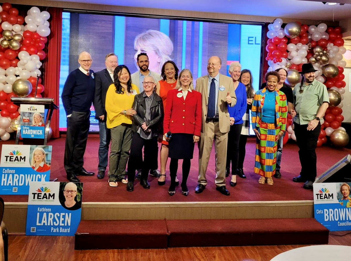 Thanks to the volunteers, donors, voters, candidates &amp; <a href="/CllrHardwick/">Colleen Hardwick</a> who gave so generously to <a href="/vote4team/">TEAM for a Livable Vancouver</a>. While the outcome was disappointing, we should be proud: Together, we've started a movement that puts neighbourhoods back at the centre of #Vancouver City Hall.♥️ #vanpoli
