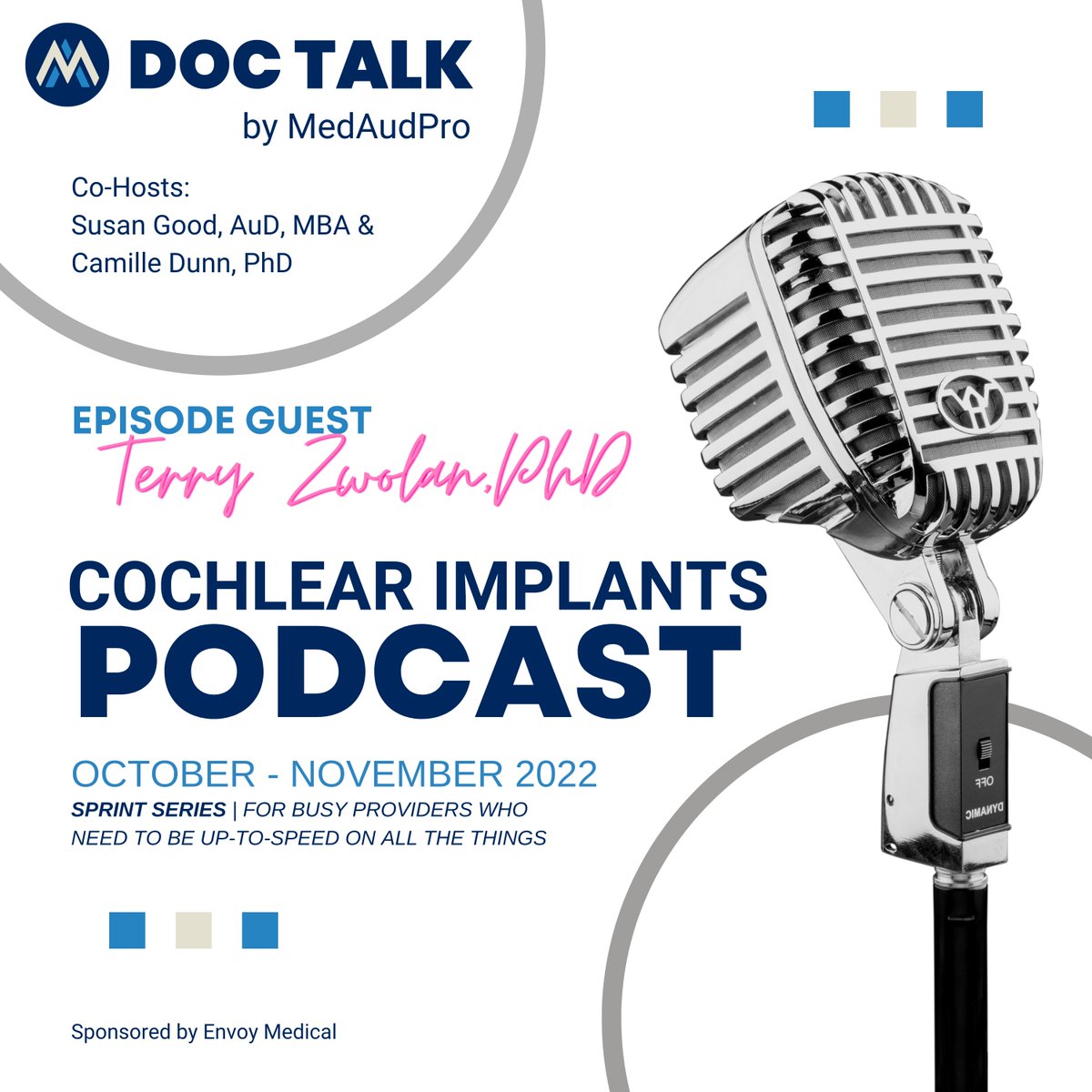 MedAudPro's tweet photo. Doc Talk Podcast Episode Drop! Listen to Dr. Terry Zwolan kick-off this week's episodes focusing on #cochlearimplant candidacy and the 60/60 referral for CI evaluation guideline. https://t.co/DkjU57mTYV #MedAudPro https://t.co/C40gGNgKPM