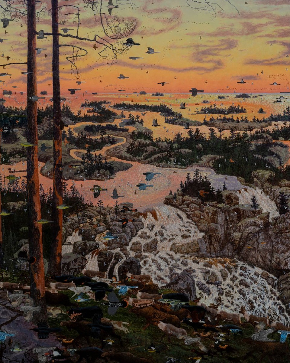 AlexandreGallry's tweet image. Tom Uttech: Headwinds on Windigoostigwan | Opening November 5
#TomUttech depicts the remote wilderness of the Precambrian Shield, which spreads across southern Canada, Minnesota, and Wisconsin. He paints with a magical realist precision echoing the majesty of this landscape