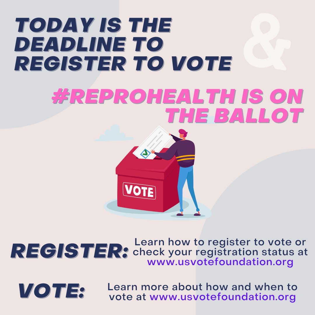 ASRM_org's tweet photo. ATTENTION: TODAY IS THE DEADLINE TO REGISTER TO VOTE! 
Learn how to register to vote, check your registration status, and learn more about how and when to vote at https://t.co/DKujM9U2Z2 https://t.co/c3WnVUAtu5