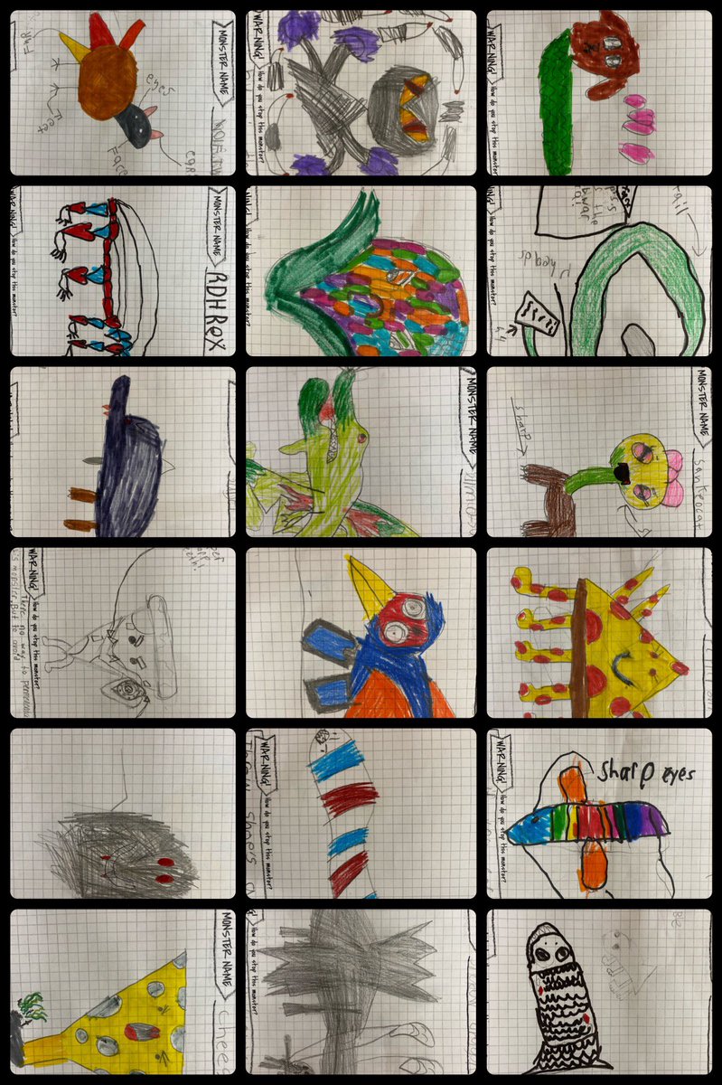 _Mrs_Madden's tweet photo. Inspired by ‘The Notebook of Doom’, students renamed some interesting animals and then created a monster of their own!  @JWBoichPS https://t.co/ajjJYhsMQh