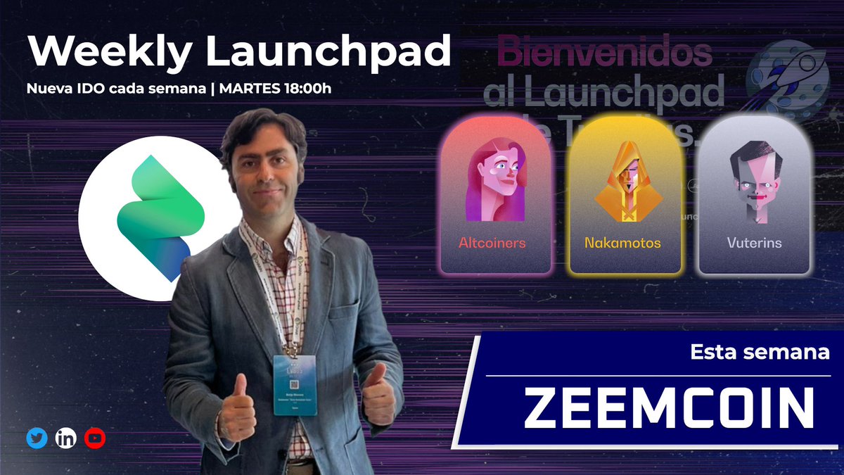 tutellus's tweet photo. SE ABRE la IDO @zeemcoin y que mejor manera de aprender cómo participar en la VENTA PRIVADA que con el directo de esta tarde 😍
🗣️CEO de Zeemcoin @BorjaCandau en el directo
👉🏼https://t.co/LWHMZqRfDy
#launchpadTUT #TUT2TheMoon https://t.co/SM3qWDUow6