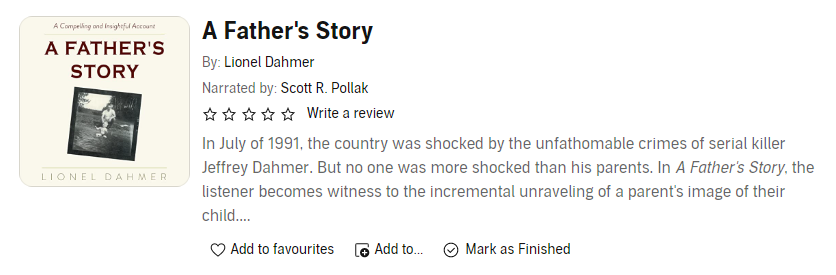 kermit1986's tweet photo. Started this... #Audible #Dahmer https://t.co/OrgsuXr7Id