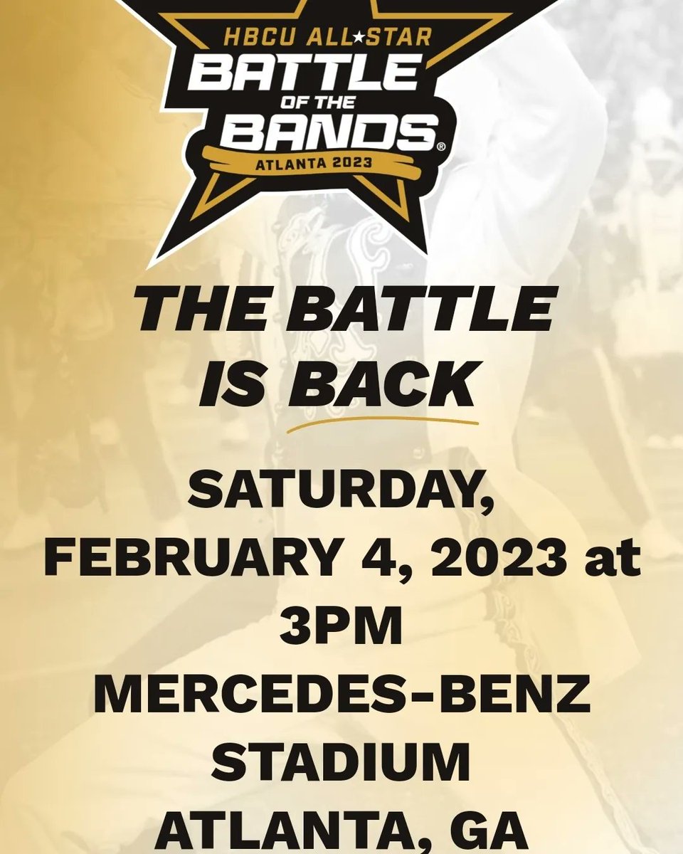 ATLHBCUAlumni's tweet photo. The Battle Is BACK! Catch the HBCU All-Star Battle of The Bands with 6 HBCU Bands and 2 high school bands. 🥁💂🏾 Click link for details.
https://t.co/wKdOdpHNah  

#AllStarBOTB #HBCUBandsDoItBetter #HBCUbands #AtlantaHBCUAlumniAlliance https://t.co/cyODIBtGq8